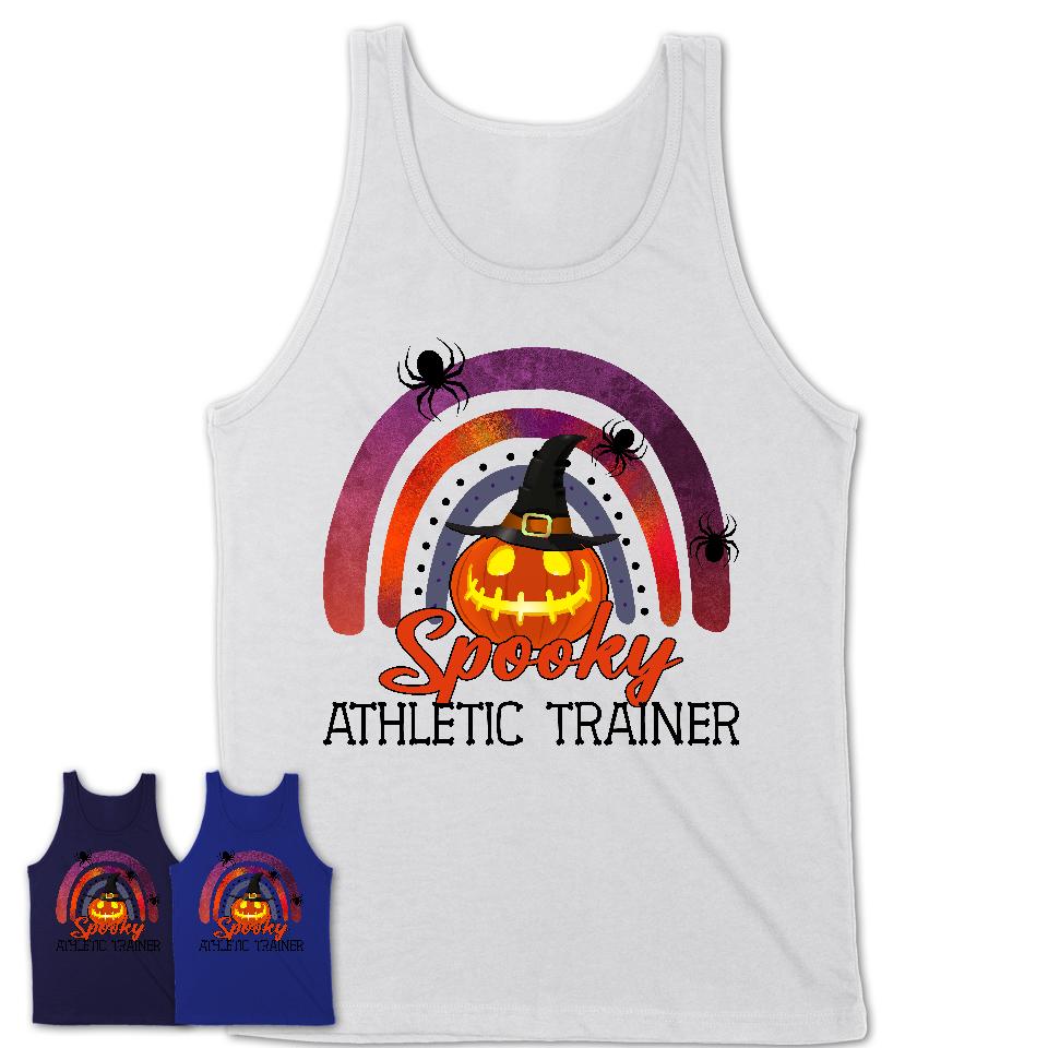 Spooky Athletic Trainer Shirt, Halloween Rainbow Shirt for Women, Funny Pumpkin Shirt for Athletic Trainer, Halloween Gift