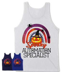 Spooky Automation Specialist Shirt, Halloween Rainbow Shirt for Women, Funny Pumpkin Shirt for Automation Specialist, Halloween Gift