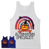 Spooky Automation Specialist Shirt, Halloween Rainbow Shirt for Women, Funny Pumpkin Shirt for Automation Specialist, Halloween Gift
