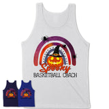 Spooky Basketball Coach Shirt, Halloween Rainbow Shirt for Women, Funny Pumpkin Shirt for Basketball Coach, Halloween Gift