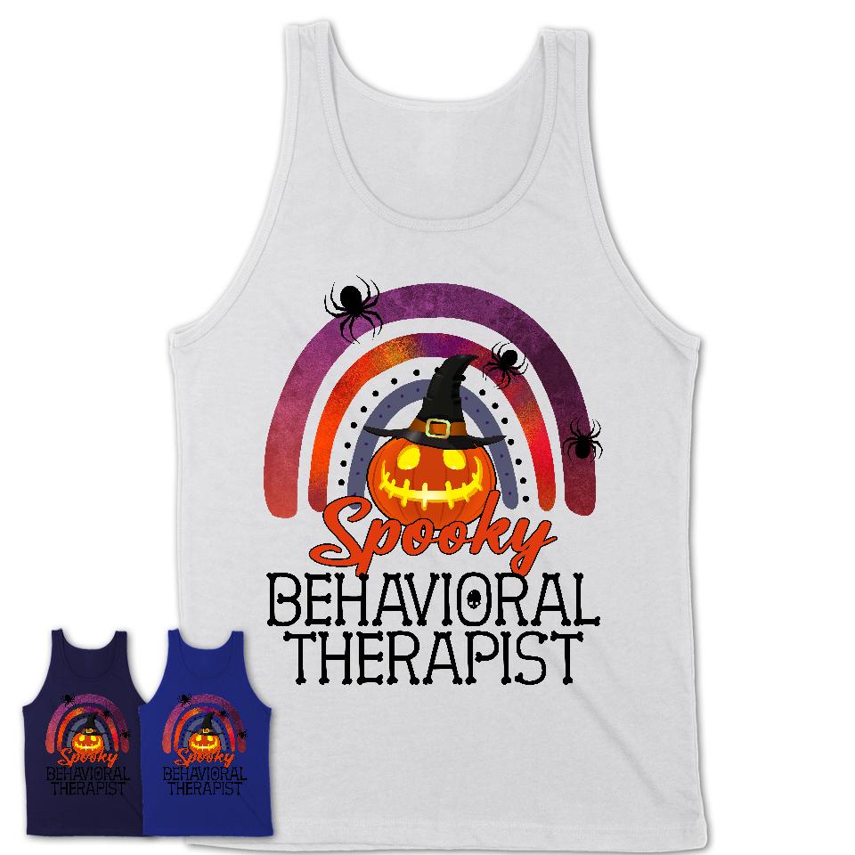 Spooky Behavioral Therapist Shirt, Halloween Rainbow Shirt for Women, Funny Pumpkin Shirt for Behavioral Therapist, Halloween Gift