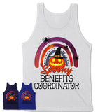 Spooky Benefits Coordinator Shirt, Halloween Rainbow Shirt for Women, Funny Pumpkin Shirt for Benefits Coordinator, Halloween Gift