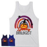 Spooky Biologist Shirt, Halloween Rainbow Shirt for Women, Funny Pumpkin Shirt for Biologist, Halloween Gift