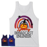 Spooky Broadcast Engineer Shirt, Halloween Rainbow Shirt for Women, Funny Pumpkin Shirt for Broadcast Engineer, Halloween Gift