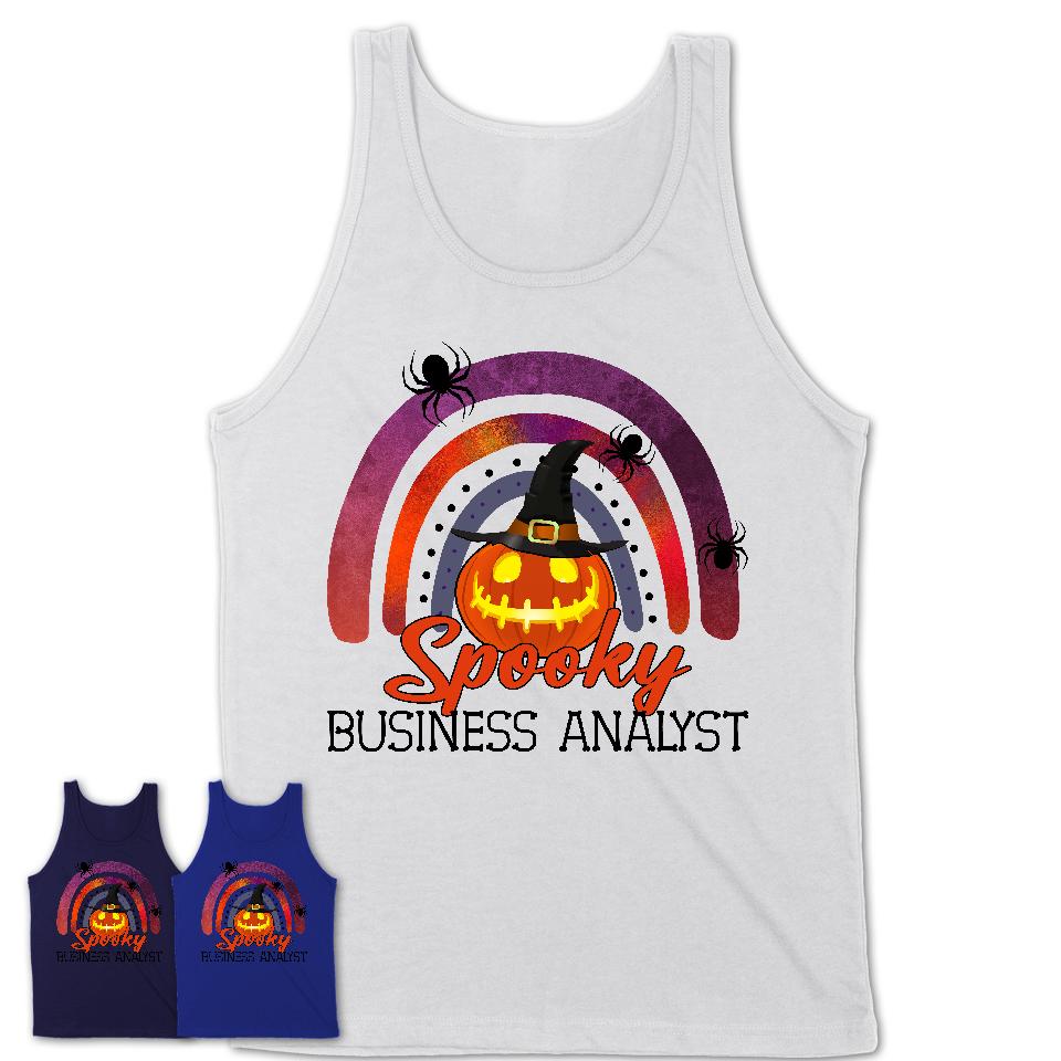 Spooky Business Analyst Shirt, Halloween Rainbow Shirt for Women, Funny Pumpkin Shirt for Business Analyst, Halloween Gift
