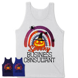 Spooky Business Consultant Shirt, Halloween Rainbow Shirt for Women, Funny Pumpkin Shirt for Business Consultant, Halloween Gift