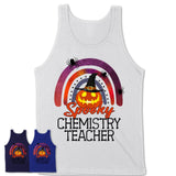 Spooky Chemistry Teacher Shirt, Halloween Rainbow Shirt for Women, Funny Pumpkin Shirt for Chemistry Teacher, Halloween Gift