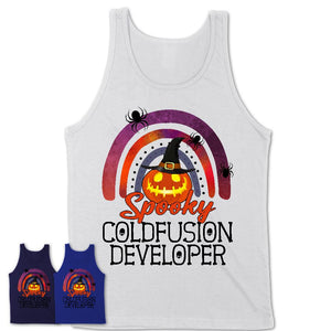 Spooky Coldfusion Developer Shirt, Halloween Rainbow Shirt for Women, Funny Pumpkin Shirt for Coldfusion Developer, Halloween Gift