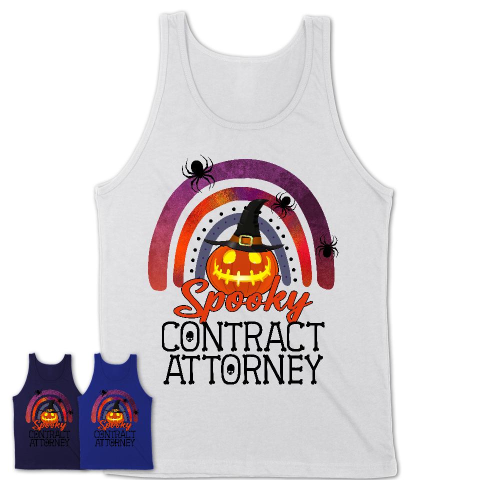 Spooky Contract Attorney Shirt, Halloween Rainbow Shirt for Women, Funny Pumpkin Shirt for Contract Attorney, Halloween Gift