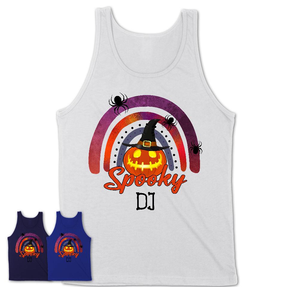 Spooky DJ Shirt, Halloween Rainbow Shirt for Women, Funny Pumpkin Shirt for DJ, Halloween Gift