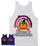 Spooky Database Programmer Shirt, Halloween Rainbow Shirt for Women, Funny Pumpkin Shirt for Database Programmer, Halloween Gift