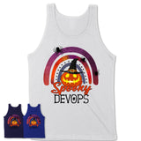 Spooky Devops Shirt, Halloween Rainbow Shirt for Women, Funny Pumpkin Shirt for Devops, Halloween Gift