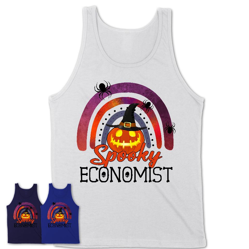 Spooky Economist Shirt, Halloween Rainbow Shirt for Women, Funny Pumpkin Shirt for Economist, Halloween Gift