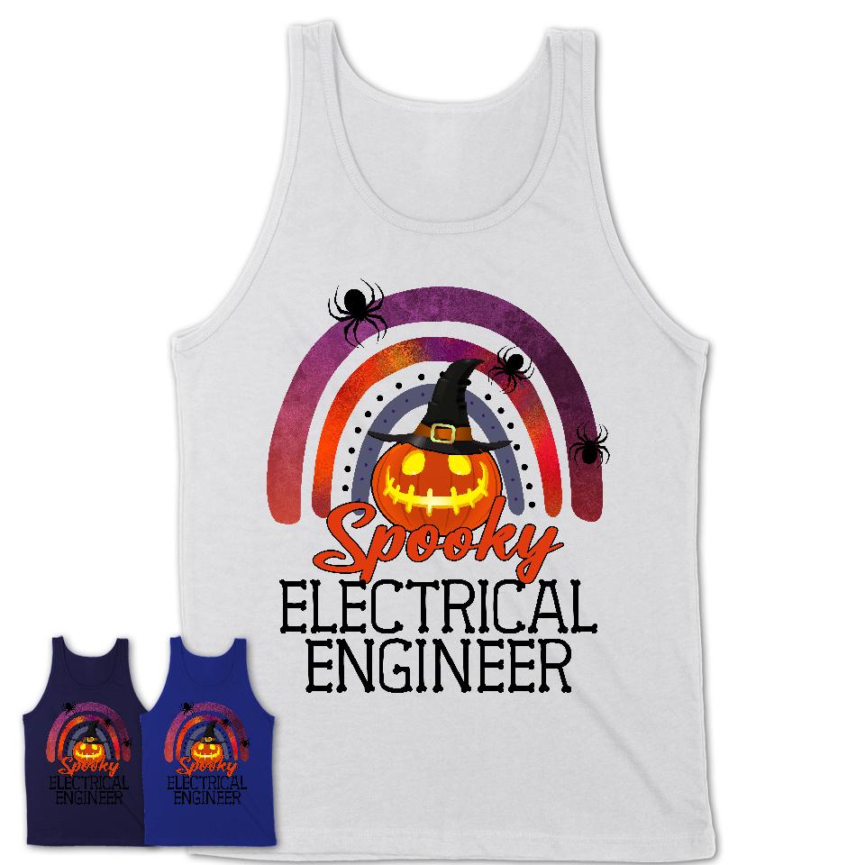 Spooky Electrical Engineer Shirt, Halloween Rainbow Shirt for Women, Funny Pumpkin Shirt for Electrical Engineer, Halloween Gift