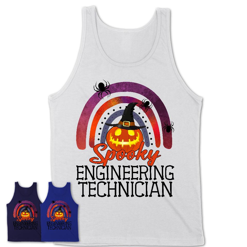 Spooky Engineering Technician Shirt, Halloween Rainbow Shirt for Women, Funny Pumpkin Shirt for Engineering Technician, Halloween Gift