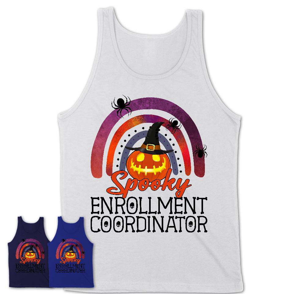 Spooky Enrollment Coordinator Shirt, Halloween Rainbow Shirt for Women, Funny Pumpkin Shirt for Enrollment Coordinator, Halloween Gift