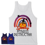 Spooky Fitness Instructor Shirt, Halloween Rainbow Shirt for Women, Funny Pumpkin Shirt for Fitness Instructor, Halloween Gift