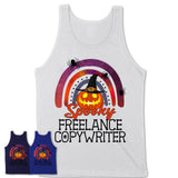 Spooky Freelance Copywriter Shirt, Halloween Rainbow Shirt for Women, Funny Pumpkin Shirt for Freelance Copywriter, Halloween Gift