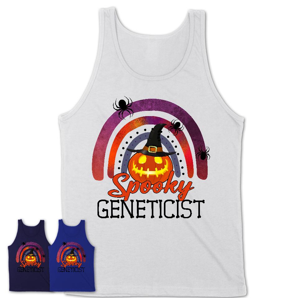 Spooky Geneticist Shirt, Halloween Rainbow Shirt for Women, Funny Pumpkin Shirt for Geneticist, Halloween Gift