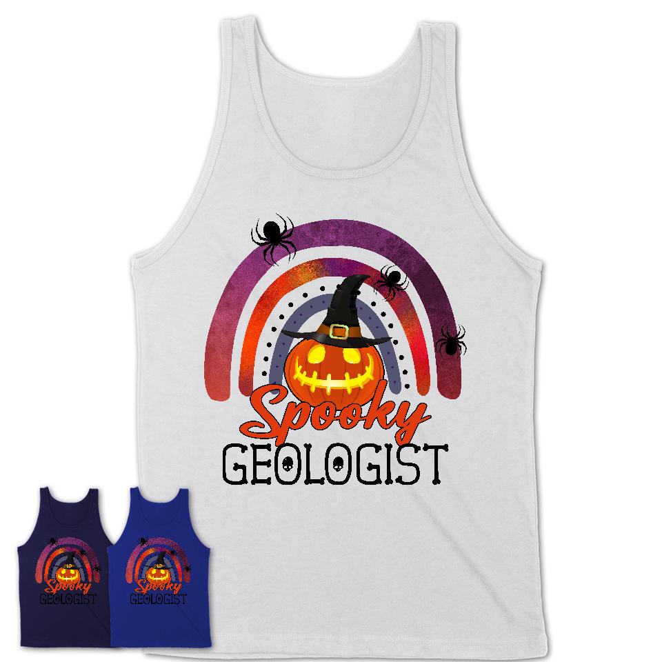 Spooky Geologist Shirt, Halloween Rainbow Shirt for Women, Funny Pumpkin Shirt for Geologist, Halloween Gift