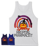 Spooky Hospital Pharmacist Shirt, Halloween Rainbow Shirt for Women, Funny Pumpkin Shirt for Hospital Pharmacist, Halloween Gift