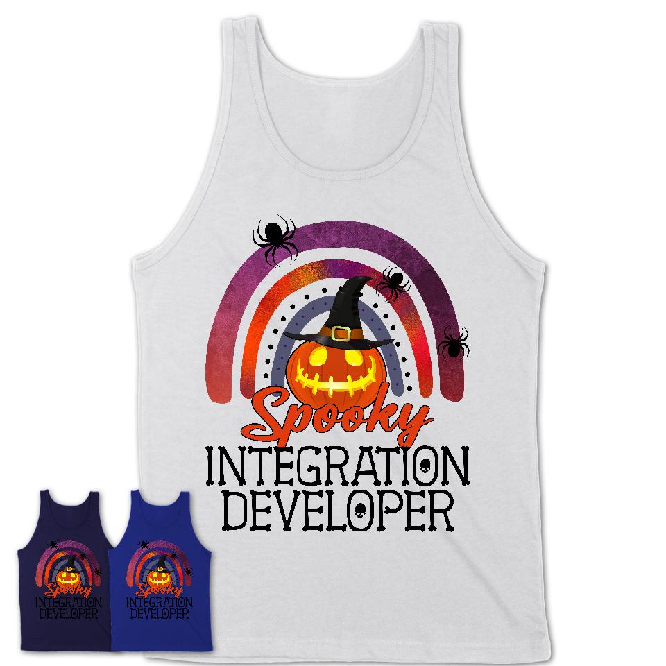 Spooky Integration Developer Shirt, Halloween Rainbow Shirt for Women, Funny Pumpkin Shirt for Integration Developer, Halloween Gift