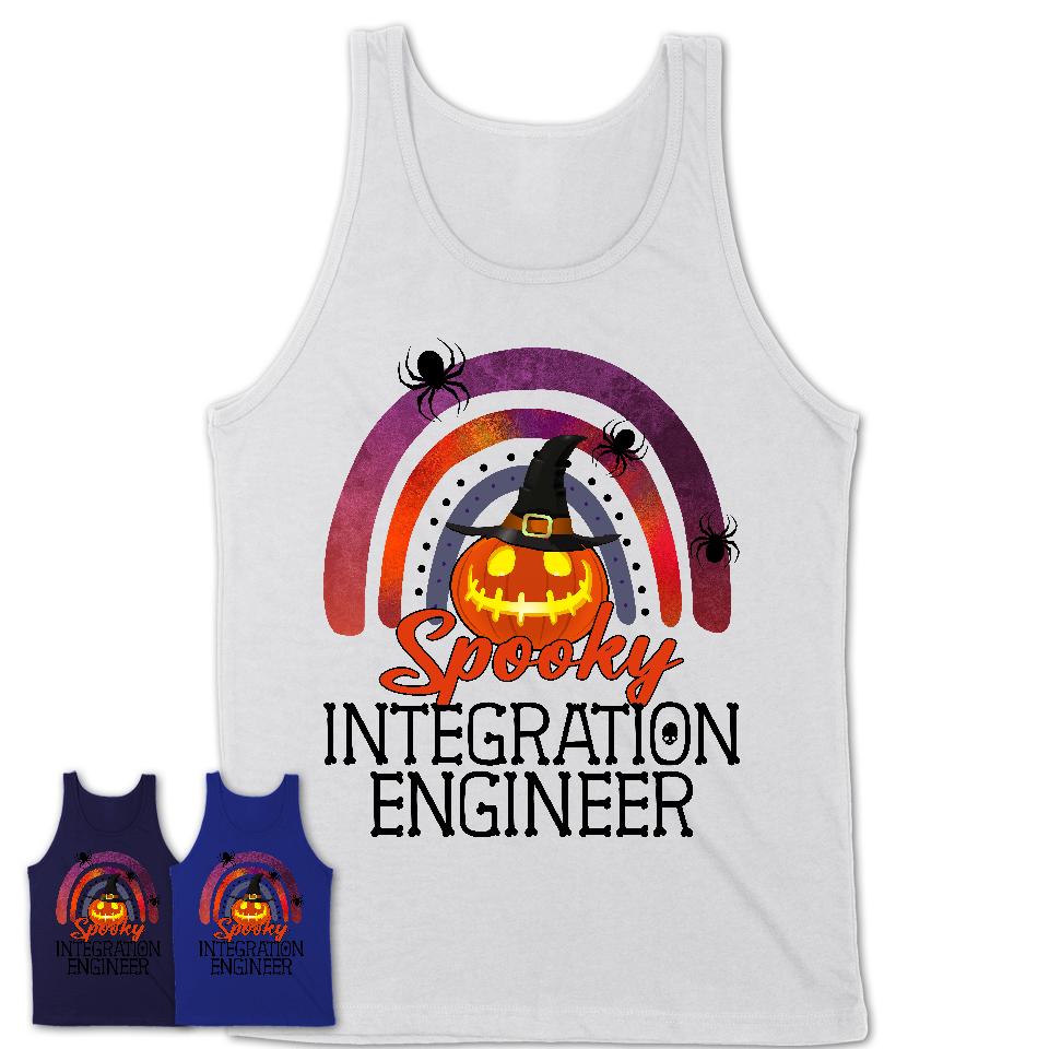 Spooky Integration Engineer Shirt, Halloween Rainbow Shirt for Women, Funny Pumpkin Shirt for Integration Engineer, Halloween Gift