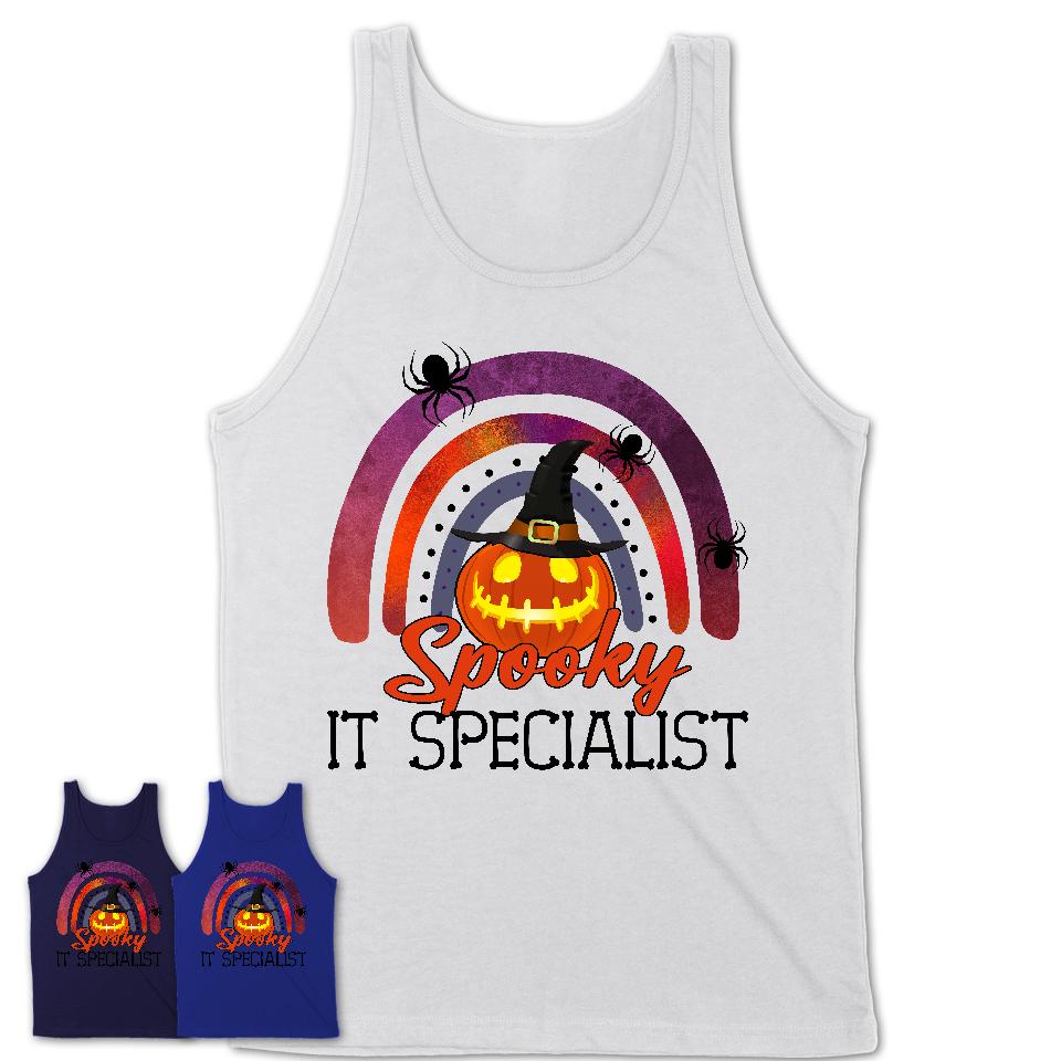 Spooky It Specialist Shirt, Halloween Rainbow Shirt for Women, Funny Pumpkin Shirt for It Specialist, Halloween Gift