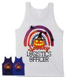 Spooky Logistics Officer Shirt, Halloween Rainbow Shirt for Women, Funny Pumpkin Shirt for Logistics Officer, Halloween Gift