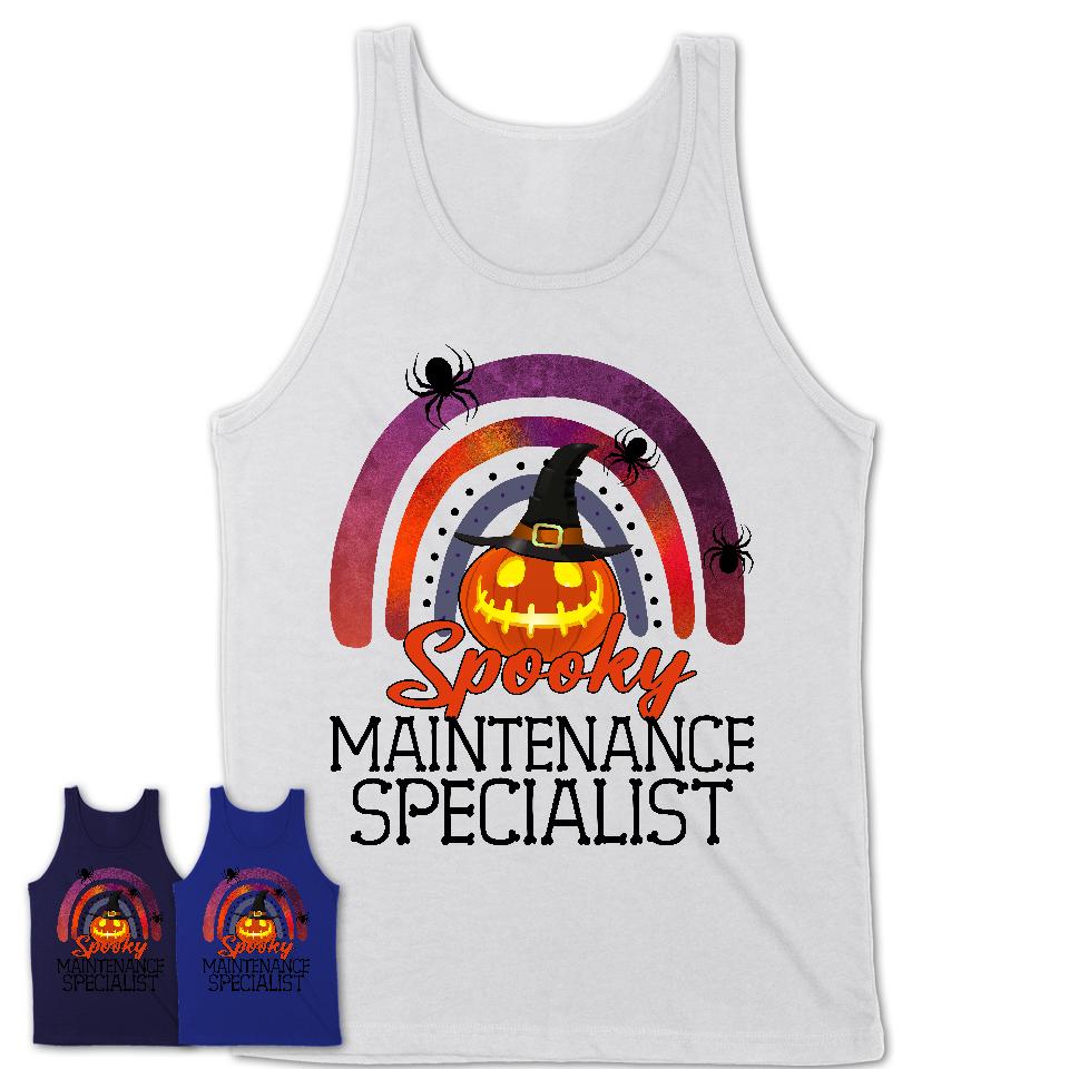 Spooky Maintenance Specialist Shirt, Halloween Rainbow Shirt for Women, Funny Pumpkin Shirt for Maintenance Specialist, Halloween Gift
