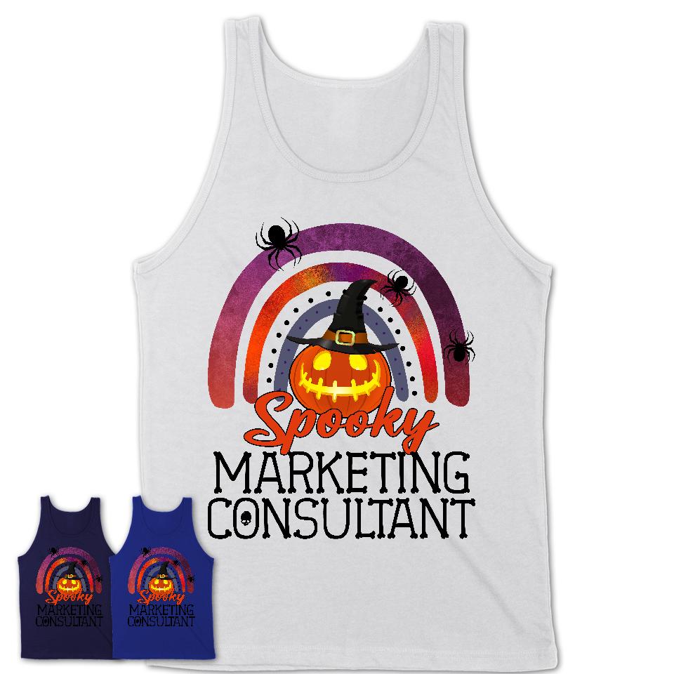 Spooky Marketing Consultant Shirt, Halloween Rainbow Shirt for Women, Funny Pumpkin Shirt for Marketing Consultant, Halloween Gift