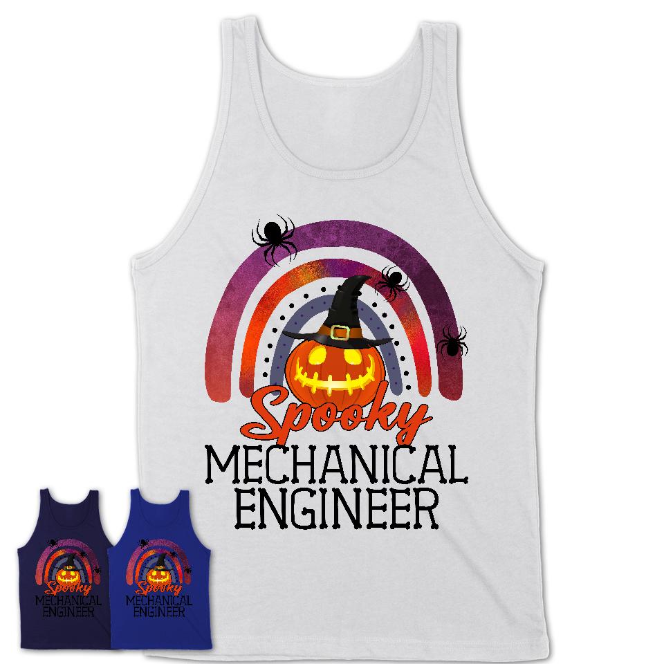 Spooky Mechanical Engineer Shirt, Halloween Rainbow Shirt for Women, Funny Pumpkin Shirt for Mechanical Engineer, Halloween Gift
