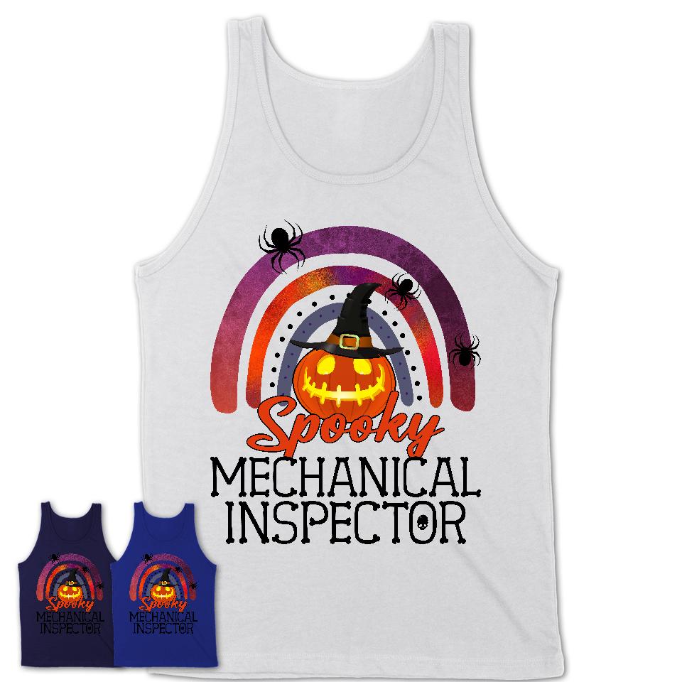 Spooky Mechanical Inspector Shirt, Halloween Rainbow Shirt for Women, Funny Pumpkin Shirt for Mechanical Inspector, Halloween Gift