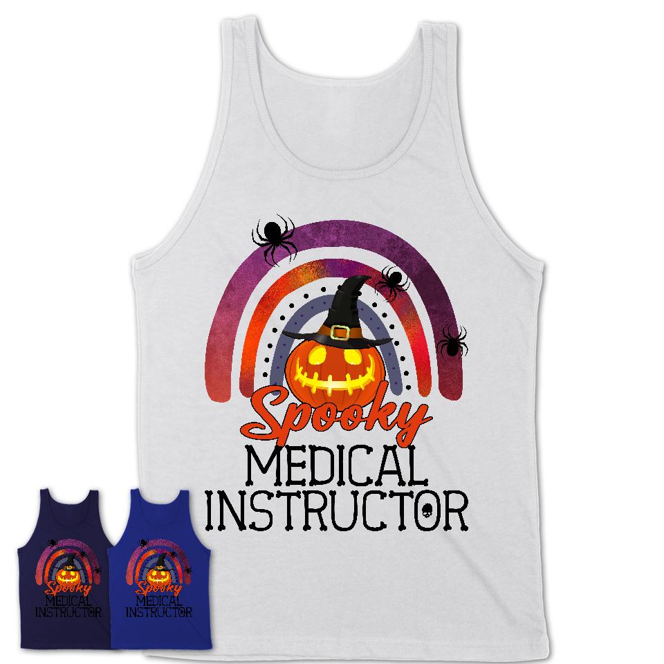 Spooky Medical Instructor Shirt, Halloween Rainbow Shirt for Women, Funny Pumpkin Shirt for Medical Instructor, Halloween Gift