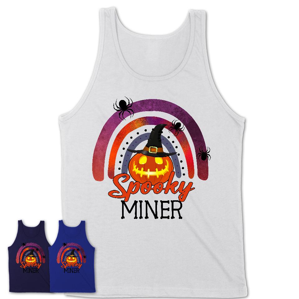 Spooky Miner Shirt, Halloween Rainbow Shirt for Women, Funny Pumpkin Shirt for Miner, Halloween Gift