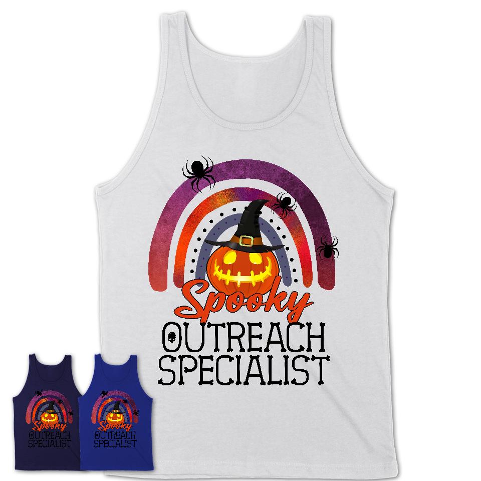 Spooky Outreach Specialist Shirt, Halloween Rainbow Shirt for Women, Funny Pumpkin Shirt for Outreach Specialist, Halloween Gift