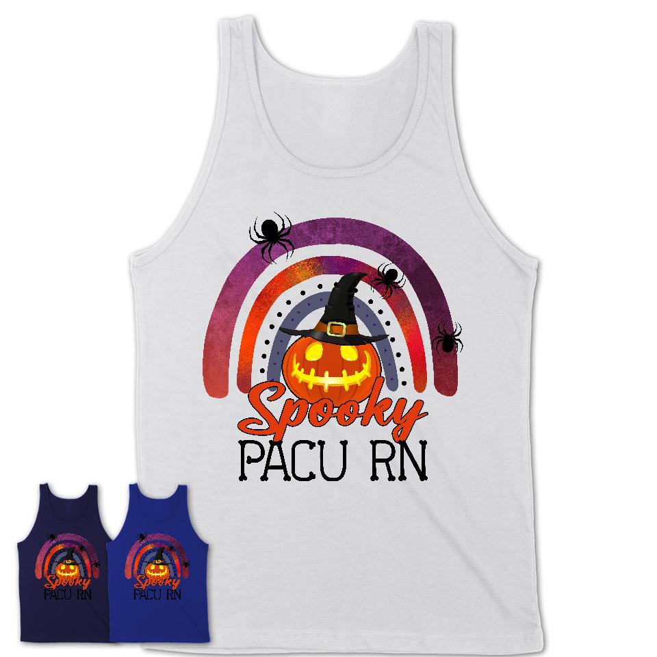 Spooky Pacu Rn Shirt, Halloween Rainbow Shirt for Women, Funny Pumpkin Shirt for Pacu Rn, Halloween Gift
