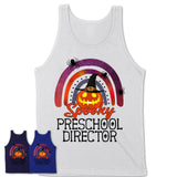 Spooky Preschool Director Shirt, Halloween Rainbow Shirt for Women, Funny Pumpkin Shirt for Preschool Director, Halloween Gift