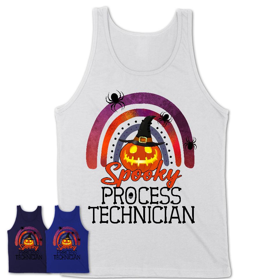 Spooky Process Technician Shirt, Halloween Rainbow Shirt for Women, Funny Pumpkin Shirt for Process Technician, Halloween Gift