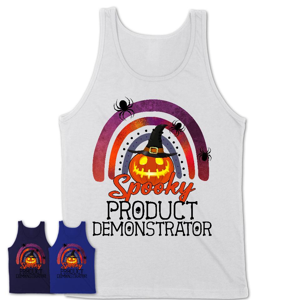 Spooky Product Demonstrator Shirt, Halloween Rainbow Shirt for Women, Funny Pumpkin Shirt for Product Demonstrator, Halloween Gift