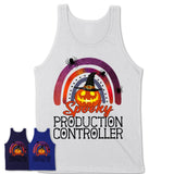 Spooky Production Controller Shirt, Halloween Rainbow Shirt for Women, Funny Pumpkin Shirt for Production Controller, Halloween Gift