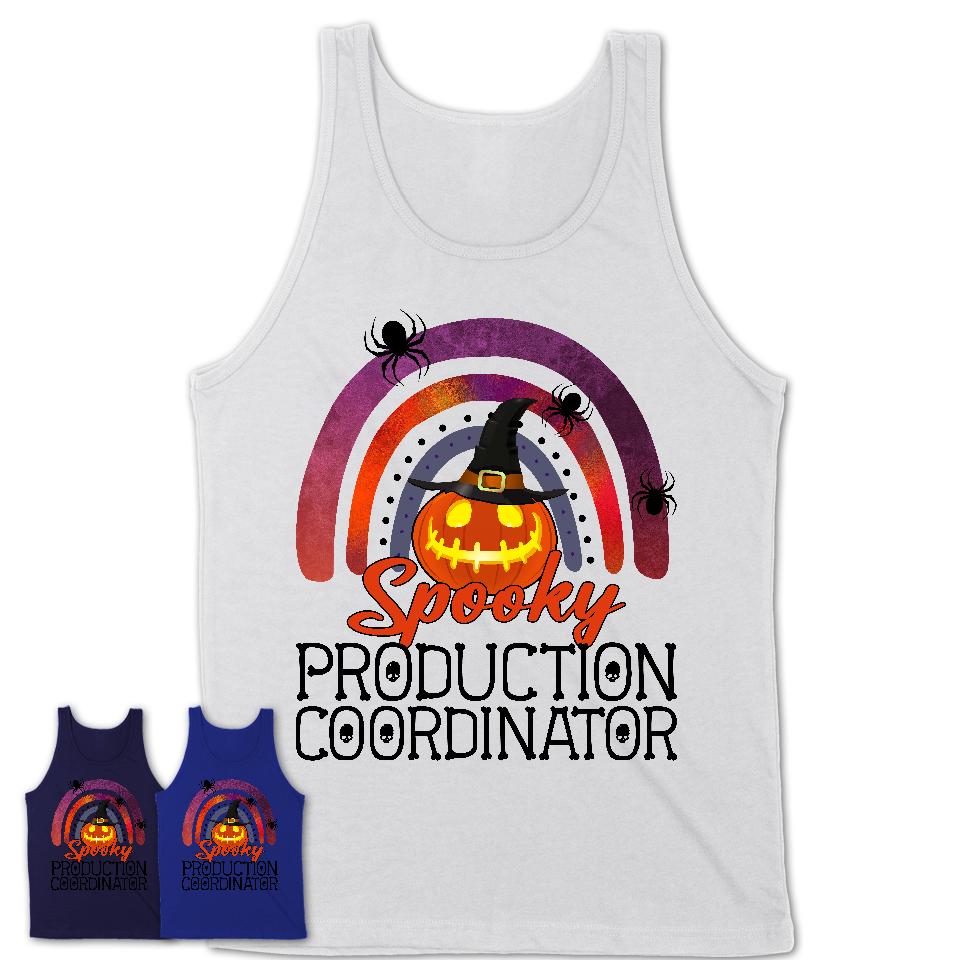 Spooky Production Coordinator Shirt, Halloween Rainbow Shirt for Women, Funny Pumpkin Shirt for Production Coordinator, Halloween Gift