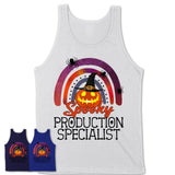 Spooky Production Specialist Shirt, Halloween Rainbow Shirt for Women, Funny Pumpkin Shirt for Production Specialist, Halloween Gift