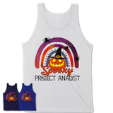 Spooky Project Analyst Shirt, Halloween Rainbow Shirt for Women, Funny Pumpkin Shirt for Project Analyst, Halloween Gift