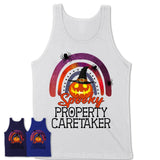 Spooky Property Caretaker Shirt, Halloween Rainbow Shirt for Women, Funny Pumpkin Shirt for Property Caretaker, Halloween Gift