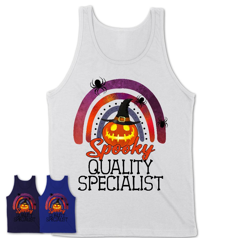 Spooky Quality Specialist Shirt, Halloween Rainbow Shirt for Women, Funny Pumpkin Shirt for Quality Specialist, Halloween Gift