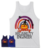 Spooky Reliability Engineer Shirt, Halloween Rainbow Shirt for Women, Funny Pumpkin Shirt for Reliability Engineer, Halloween Gift