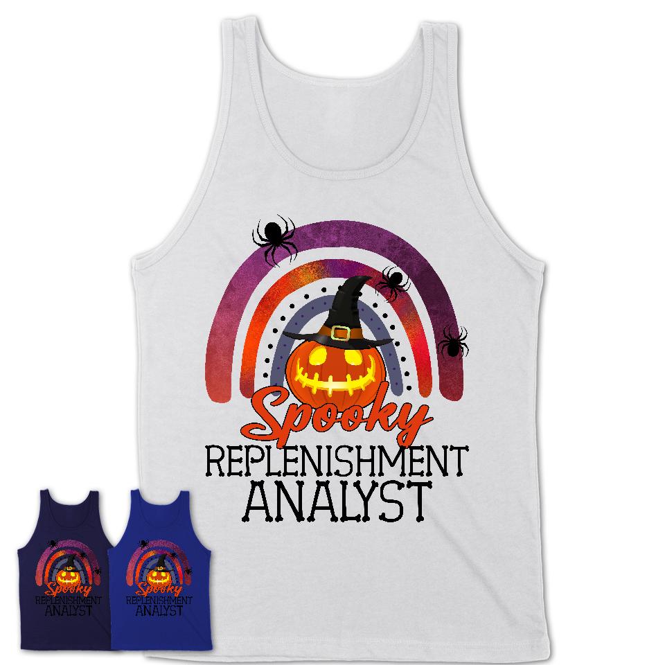 Spooky Replenishment Analyst Shirt, Halloween Rainbow Shirt for Women, Funny Pumpkin Shirt for Replenishment Analyst, Halloween Gift