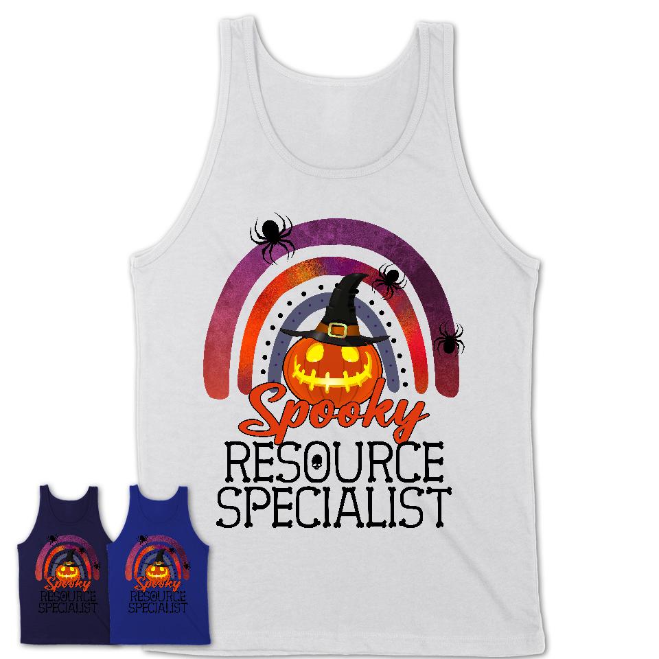 Spooky Resource Specialist Shirt, Halloween Rainbow Shirt for Women, Funny Pumpkin Shirt for Resource Specialist, Halloween Gift