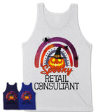 Spooky Retail Consultant Shirt, Halloween Rainbow Shirt for Women, Funny Pumpkin Shirt for Retail Consultant, Halloween Gift